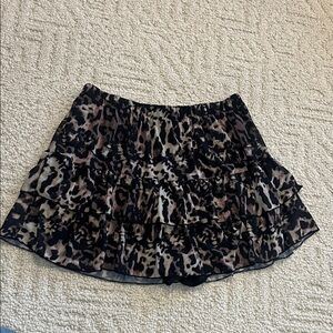 Leopard tiered ruffle skirt shorts skort y2k flirty festival western glam Large